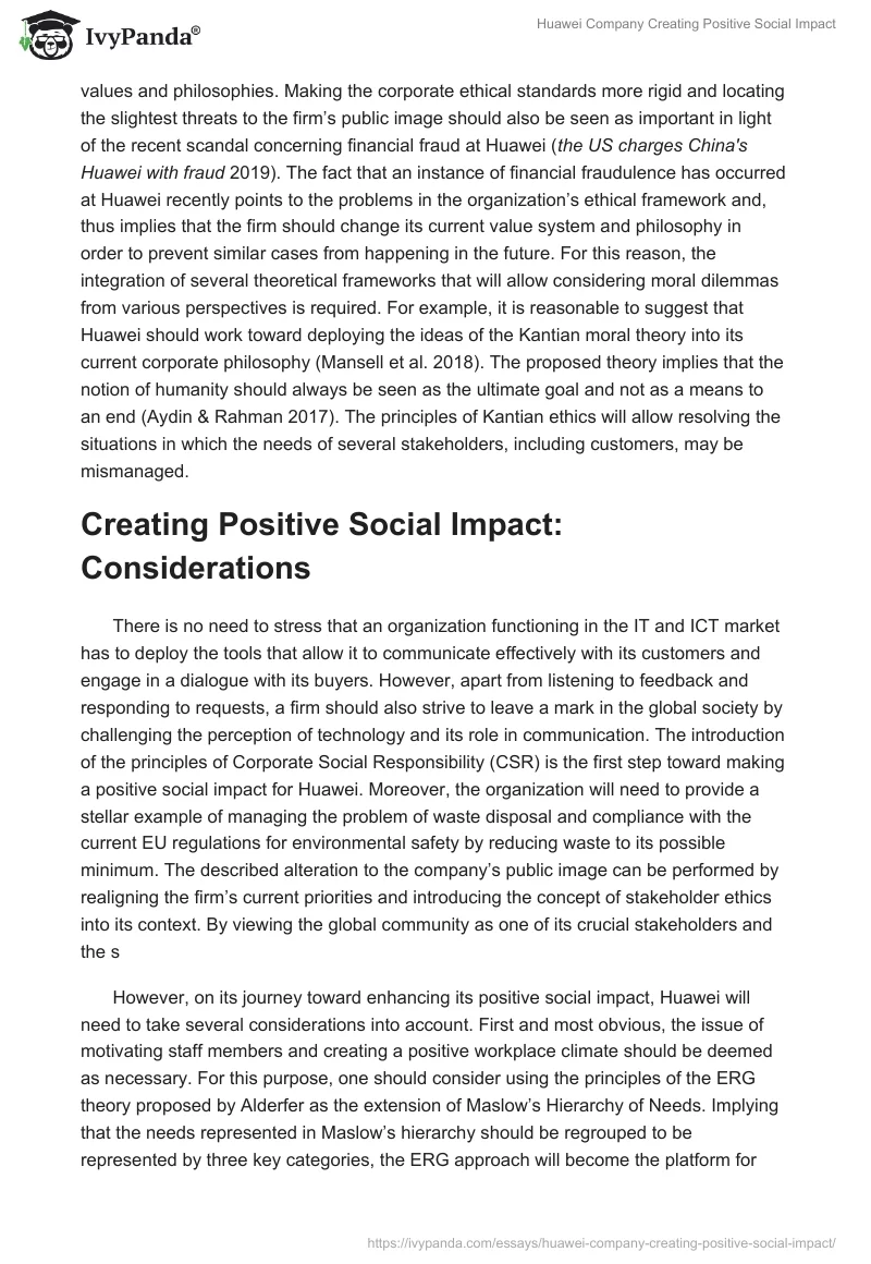 Huawei Company Creating Positive Social Impact. Page 5