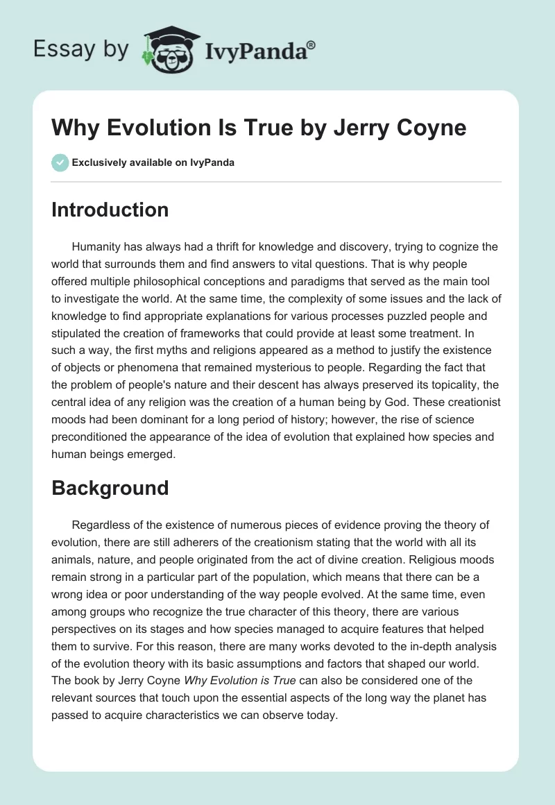 "Why Evolution Is True" by Jerry Coyne. Page 1