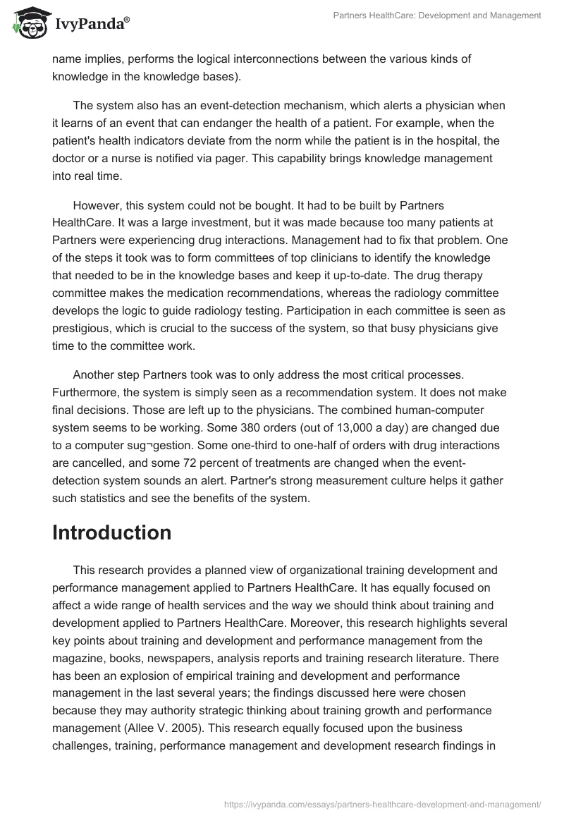 Partners HealthCare: Development and Management. Page 2