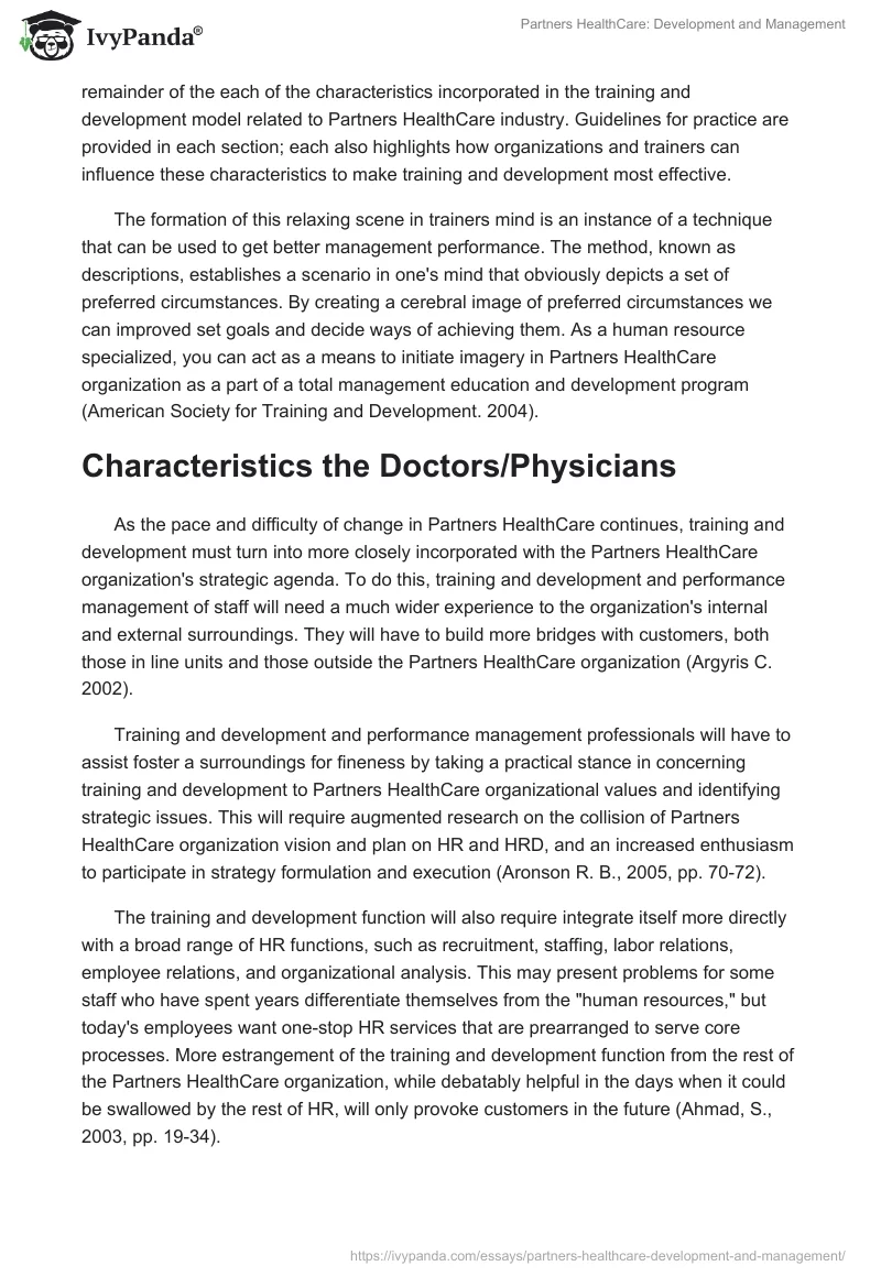 Partners HealthCare: Development and Management. Page 4