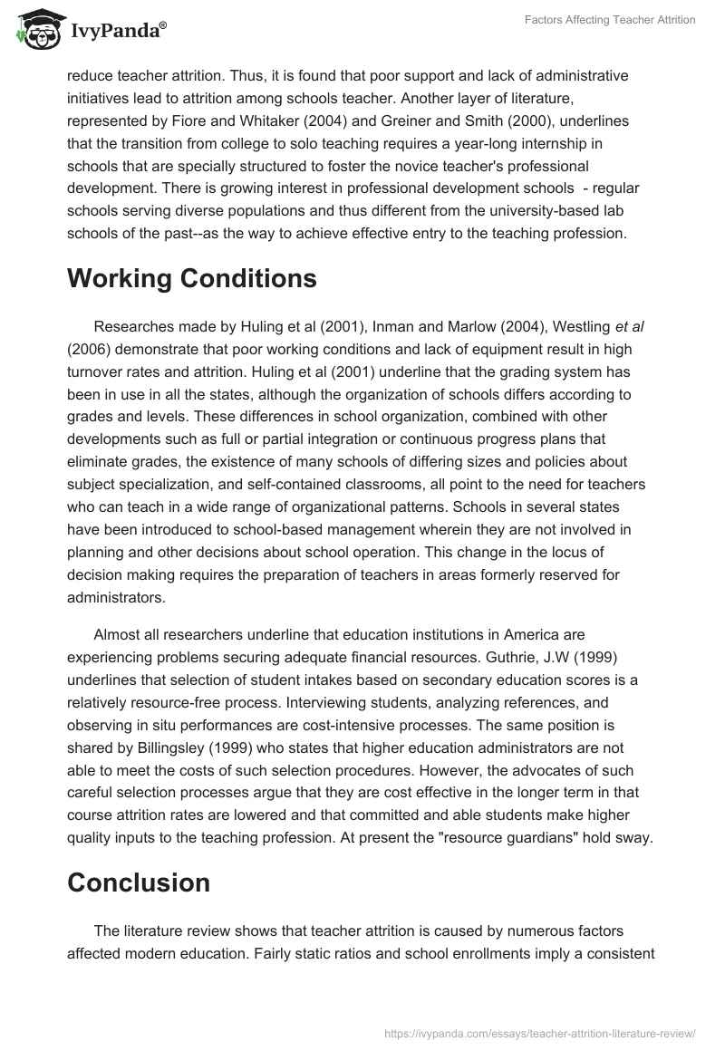 Factors Affecting Teacher Attrition. Page 4