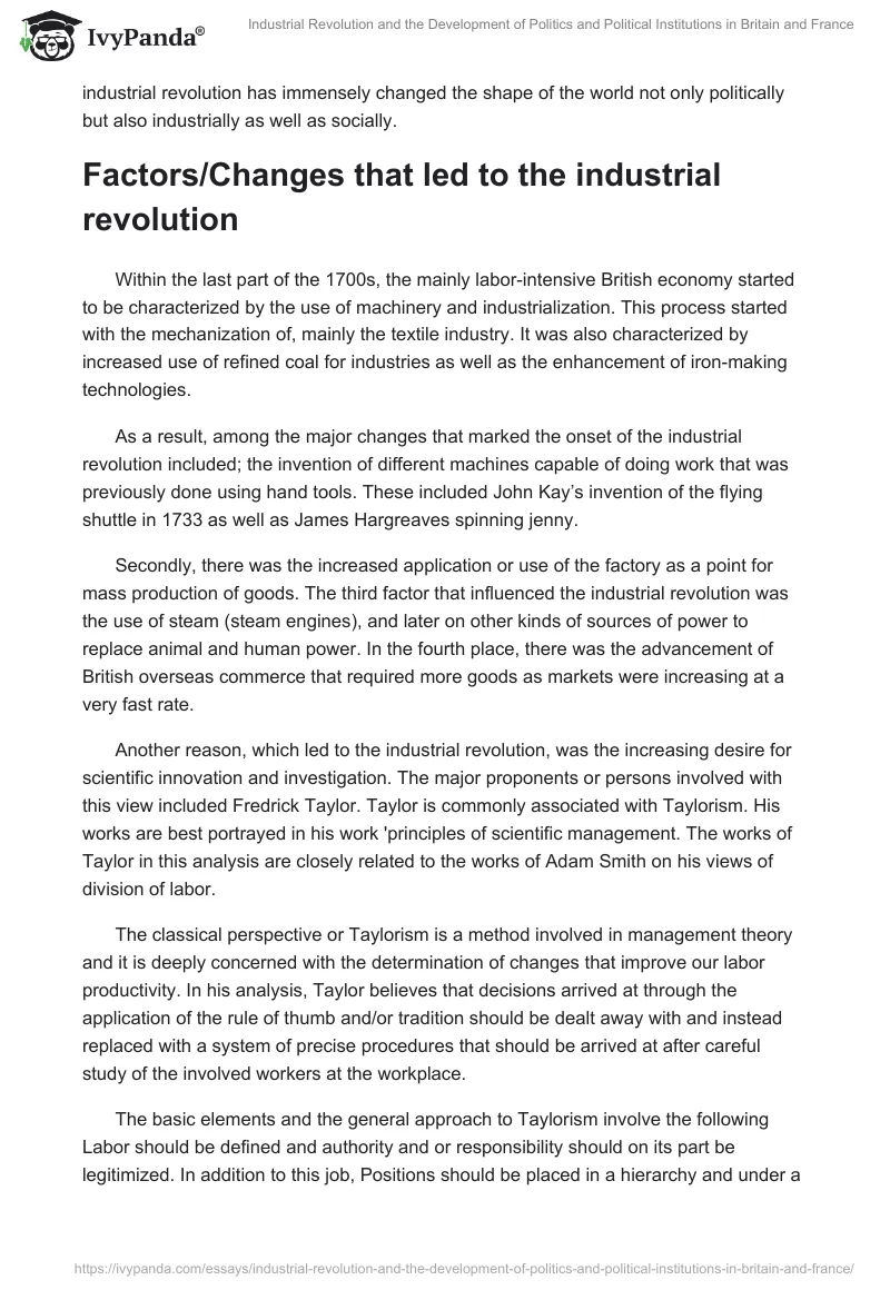Industrial Revolution and the Development of Politics and Political Institutions in Britain and France. Page 2