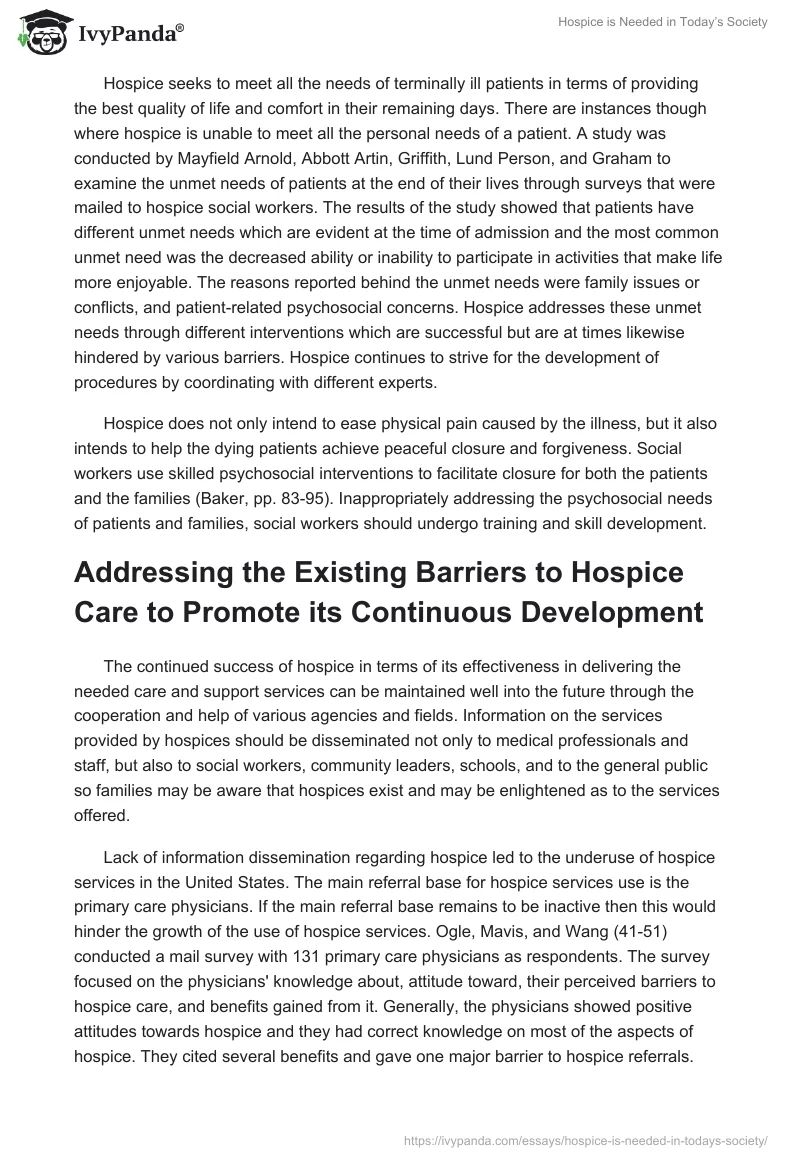Hospice is Needed in Today’s Society. Page 4