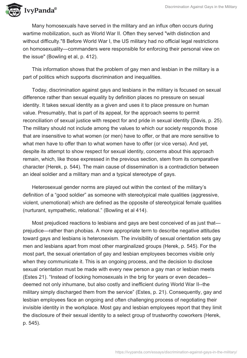 Discrimination Against Gays in the Military. Page 2