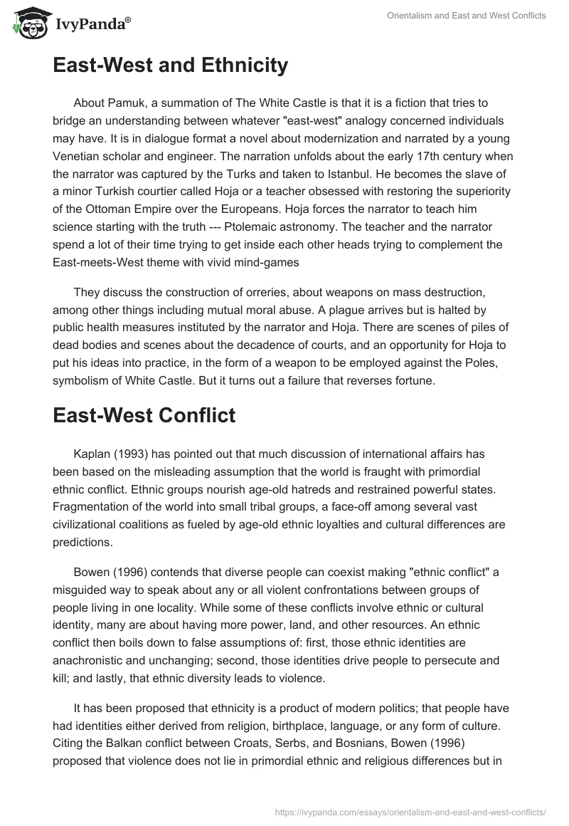 Orientalism and East and West Conflicts. Page 2