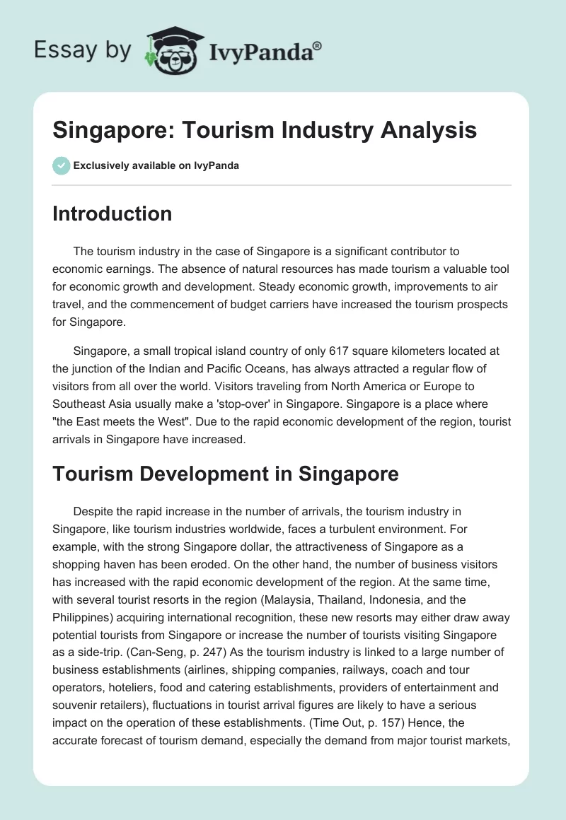 Singapore: Tourism Industry Analysis. Page 1