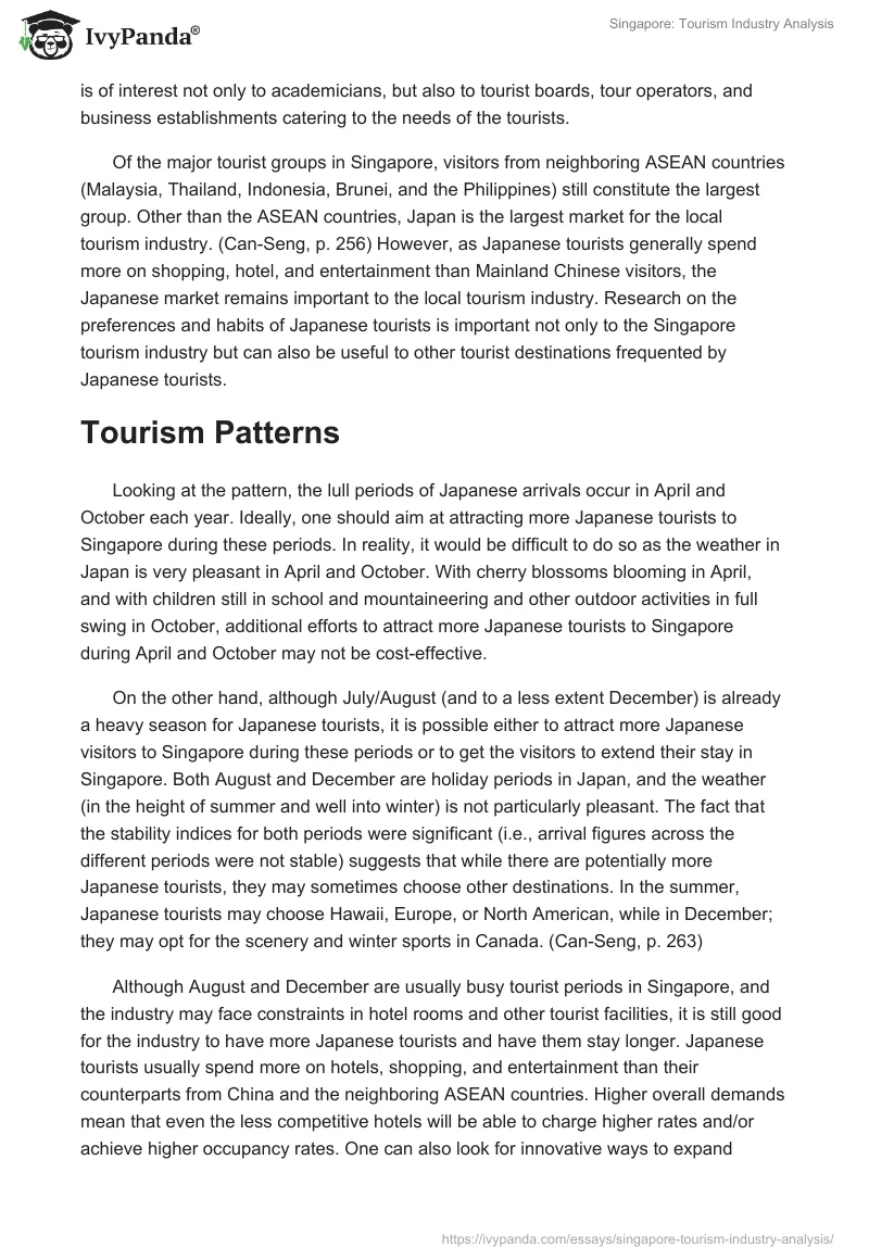 Singapore: Tourism Industry Analysis. Page 2