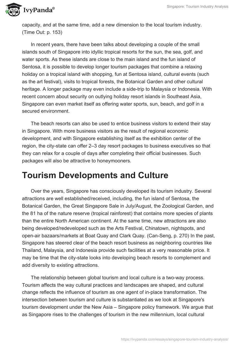Singapore: Tourism Industry Analysis. Page 3