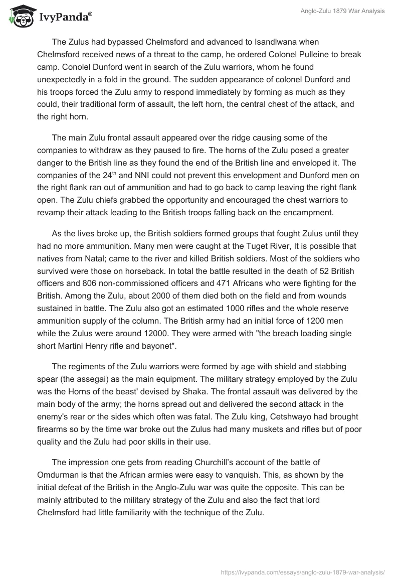 Anglo-Zulu 1879 War Analysis. Page 2