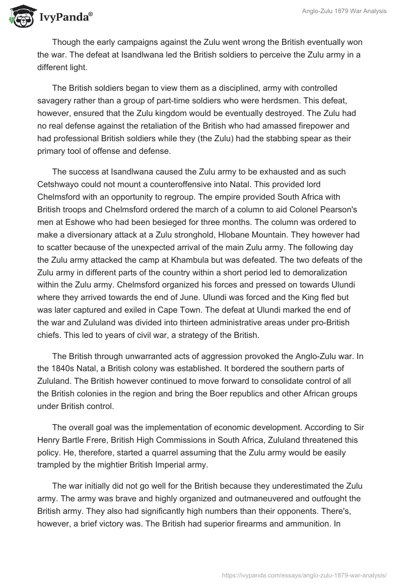 Anglo-Zulu 1879 War Analysis. Page 3