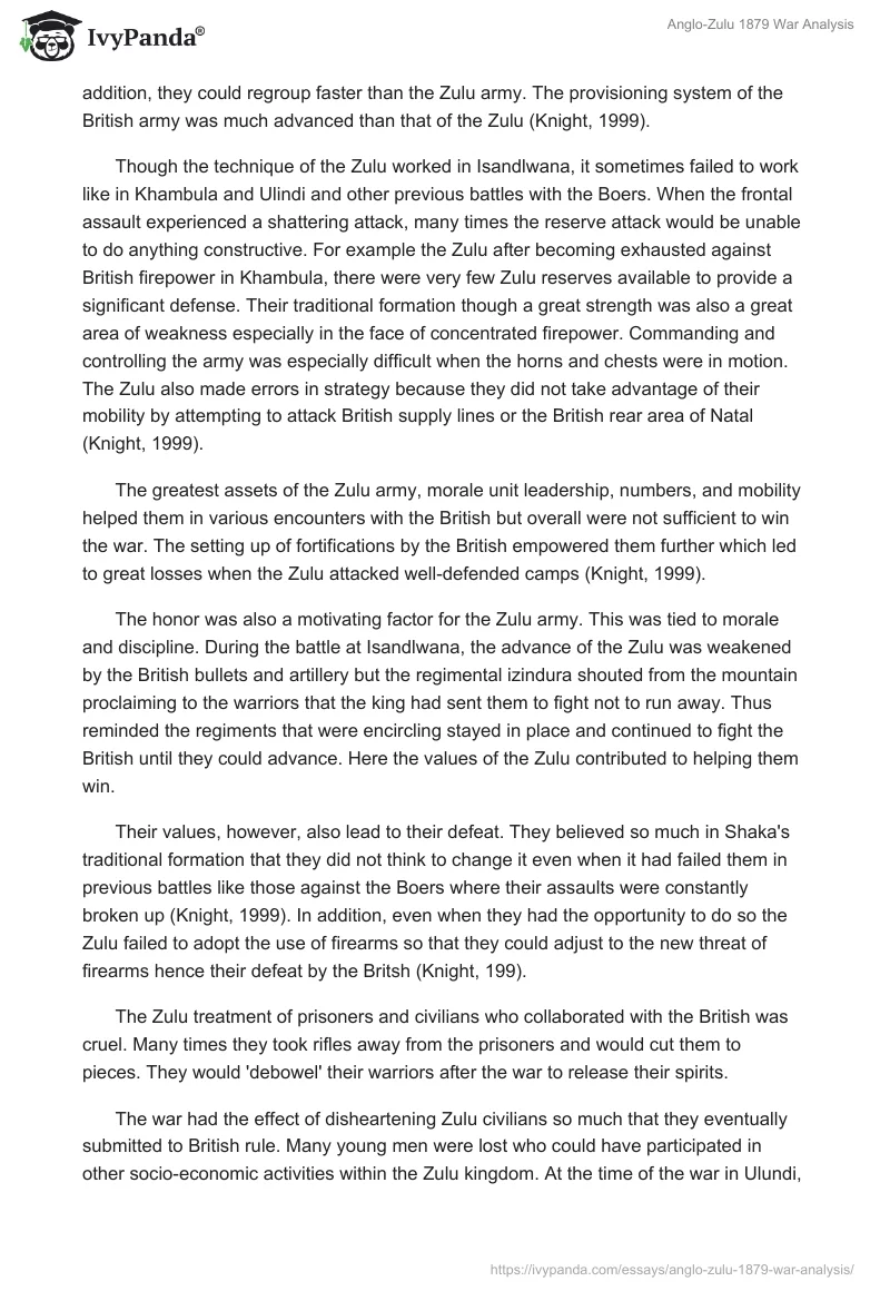 Anglo-Zulu 1879 War Analysis. Page 4