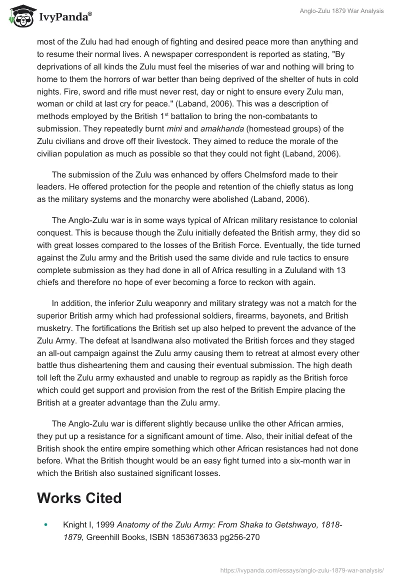 Anglo-Zulu 1879 War Analysis. Page 5