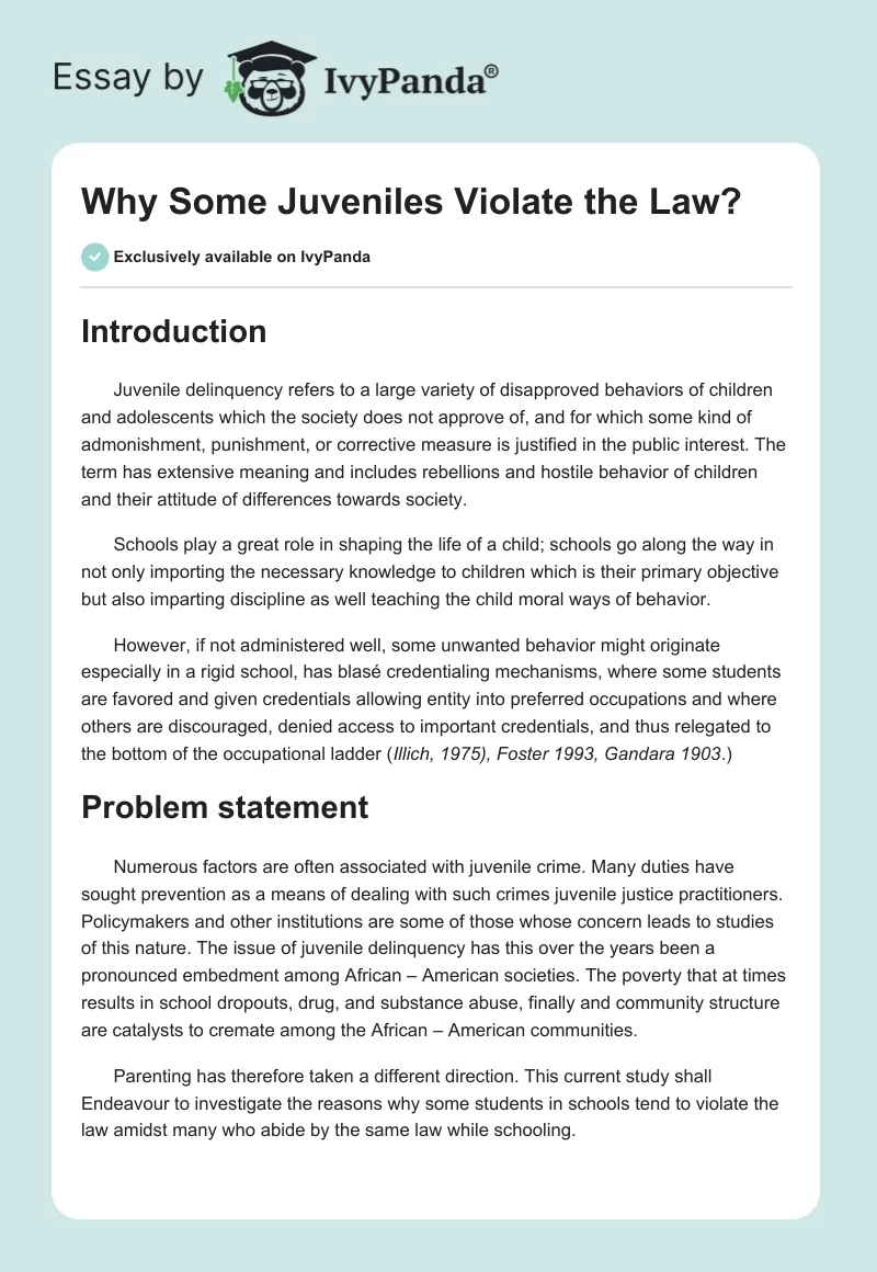 Why Some Juveniles Violate the Law?. Page 1