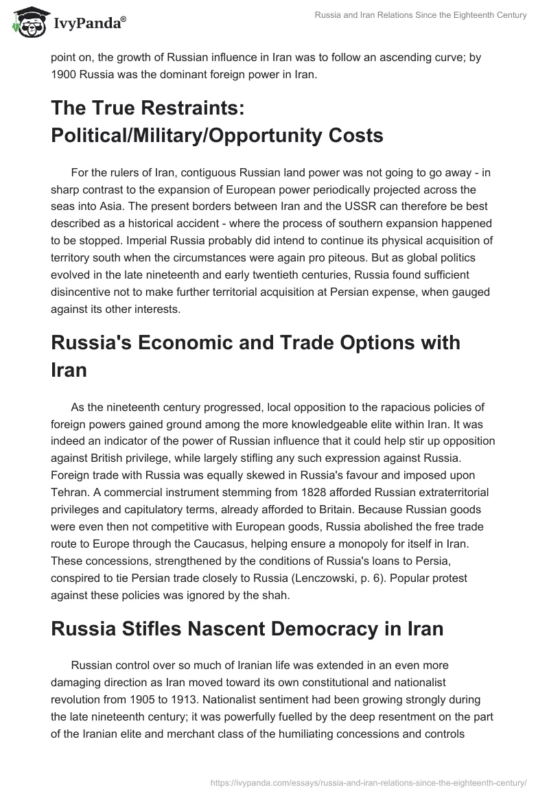 Russia and Iran Relations Since the Eighteenth Century. Page 2