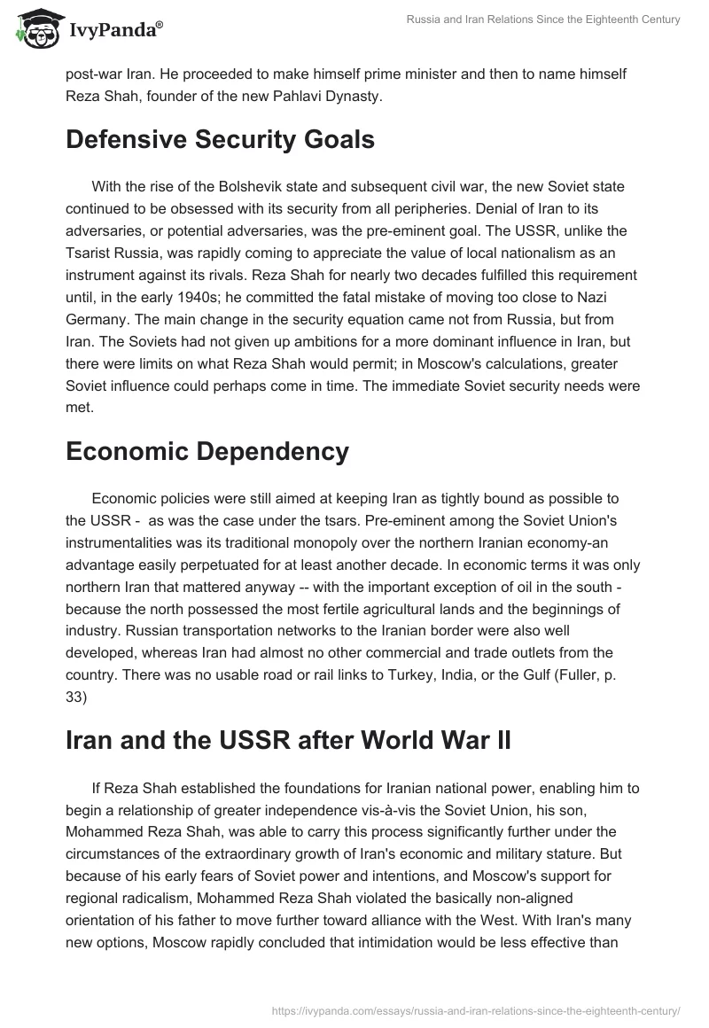 Russia and Iran Relations Since the Eighteenth Century. Page 4