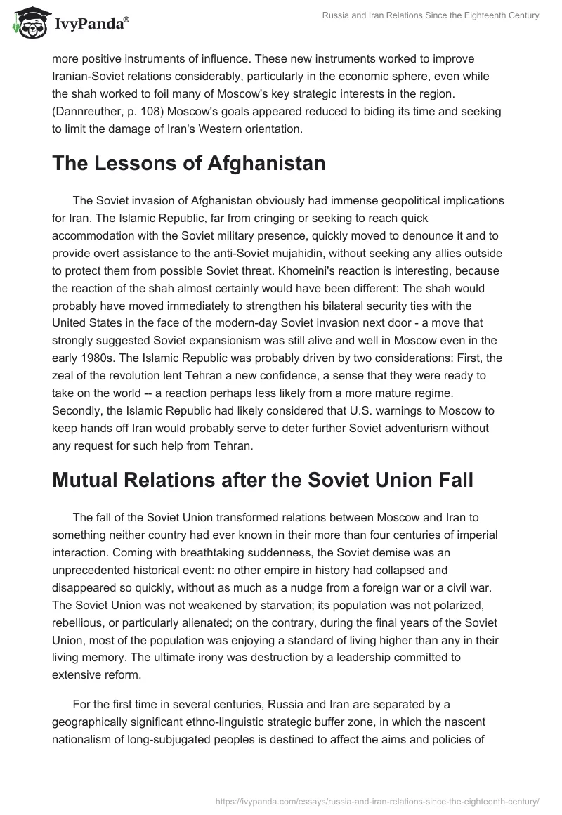 Russia and Iran Relations Since the Eighteenth Century. Page 5
