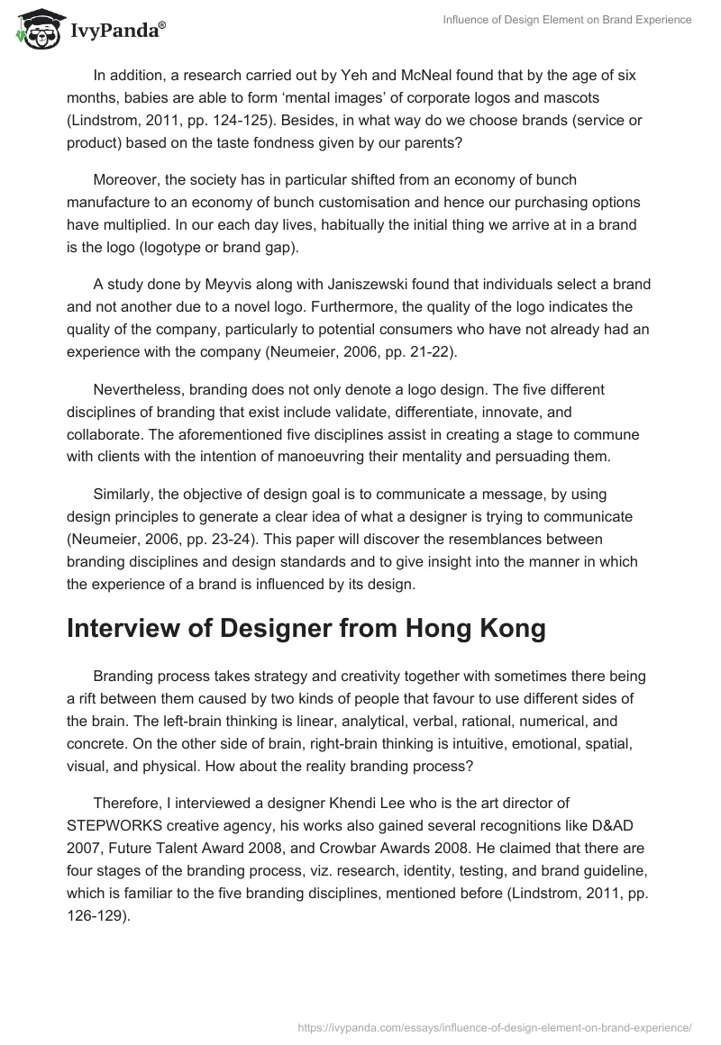 Influence of Design Element on Brand Experience. Page 2