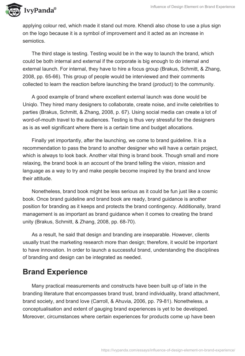 Influence of Design Element on Brand Experience. Page 4