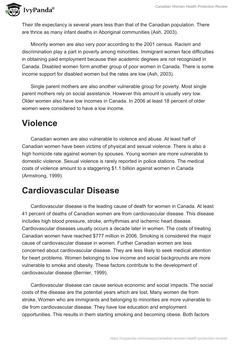 Canadian Women Health Protection Review. Page 2
