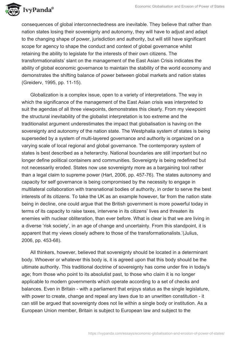 Economic Globalisation and Erosion of Power of States. Page 4