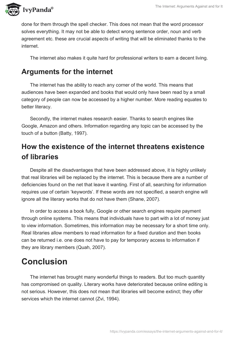 The Internet: Arguments Against and for It. Page 2