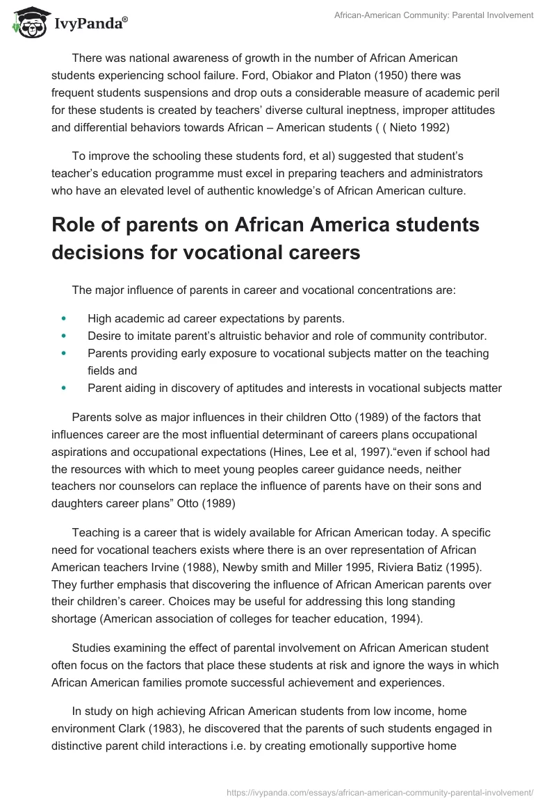 African-American Community: Parental Involvement. Page 2