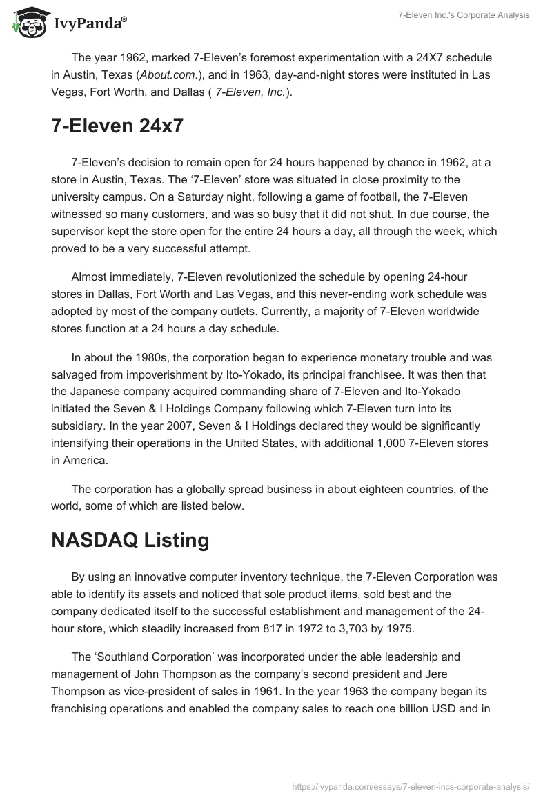 7-Eleven Inc.'s Corporate Analysis. Page 5