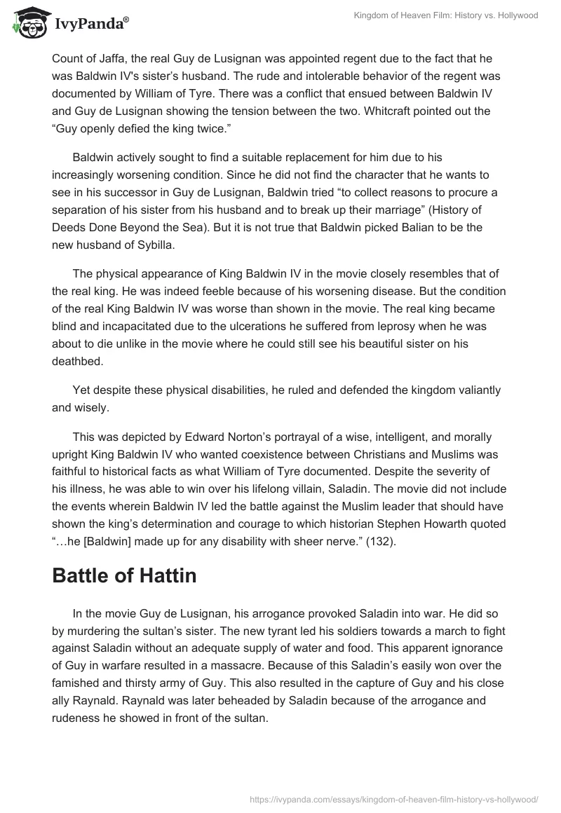 "Kingdom of Heaven" Film: History vs. Hollywood. Page 4