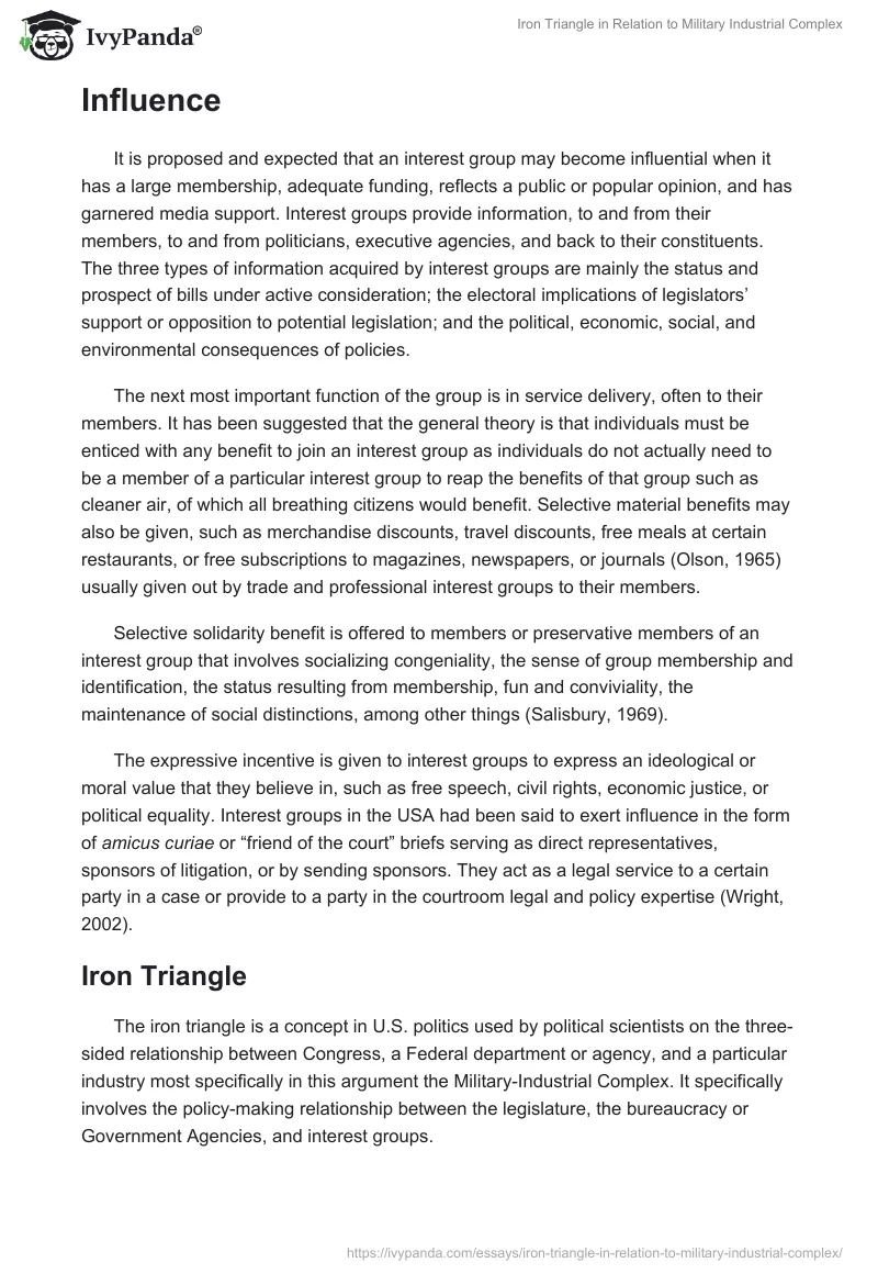 "Iron Triangle" in Relation to "Military Industrial Complex". Page 4