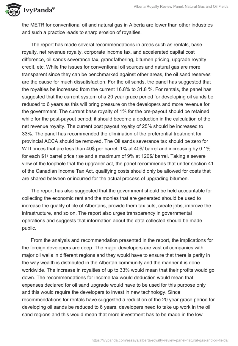 Alberta Royalty Review Panel: Natural Gas and Oil Fields. Page 2