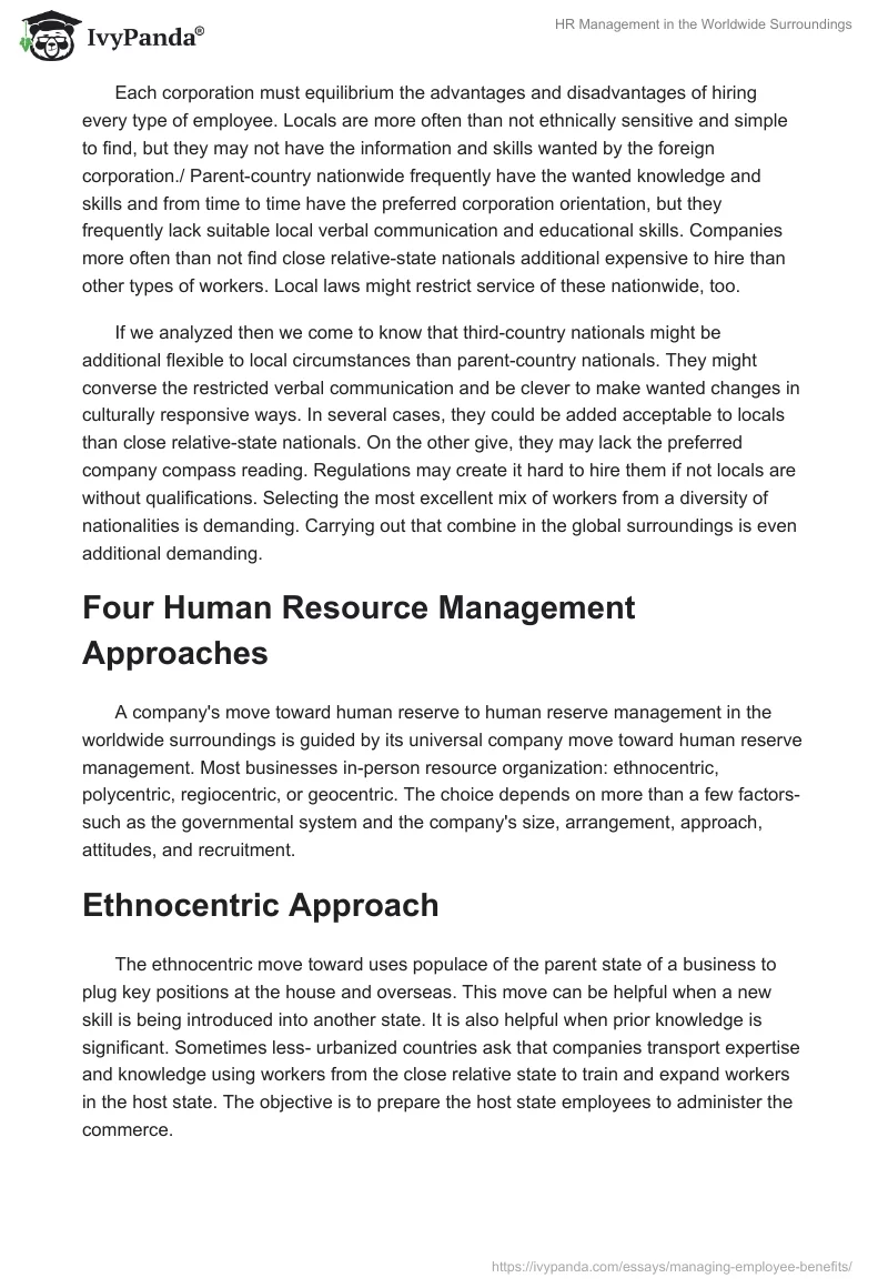 HR Management in the Worldwide Surroundings. Page 2