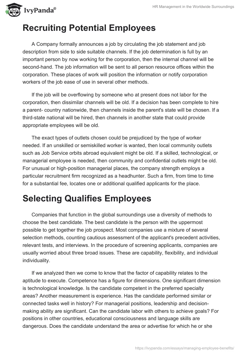 HR Management in the Worldwide Surroundings. Page 5