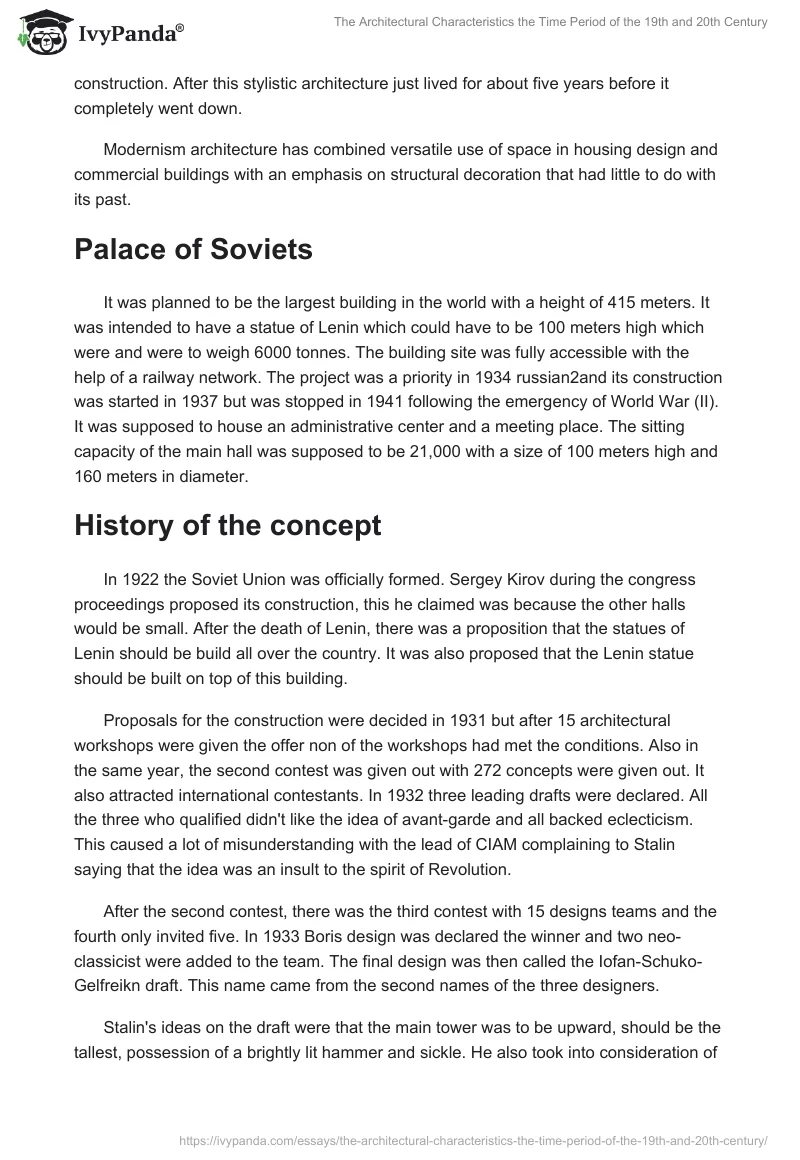 The Architectural Characteristics the Time Period of the 19th and 20th Century. Page 3