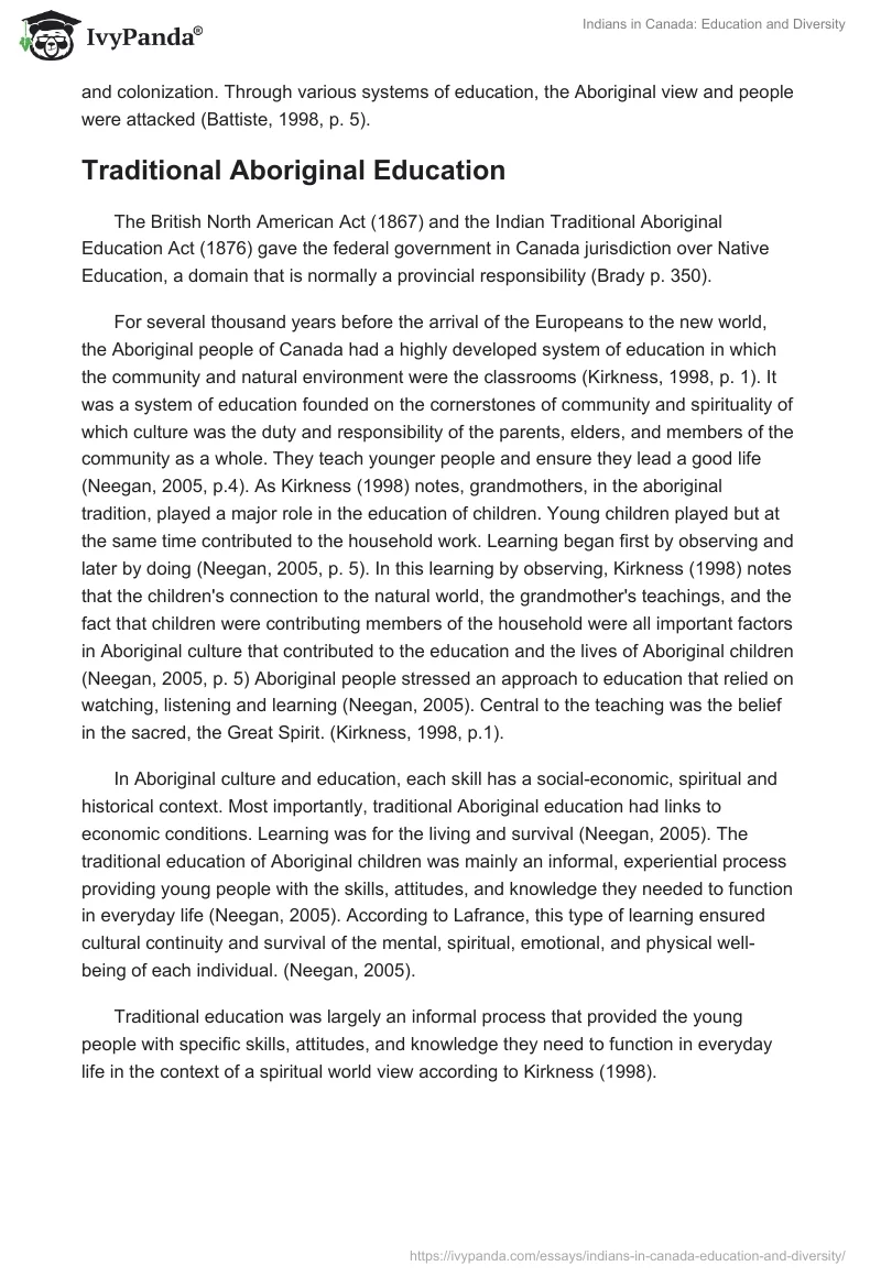 Indians in Canada: Education and Diversity. Page 2