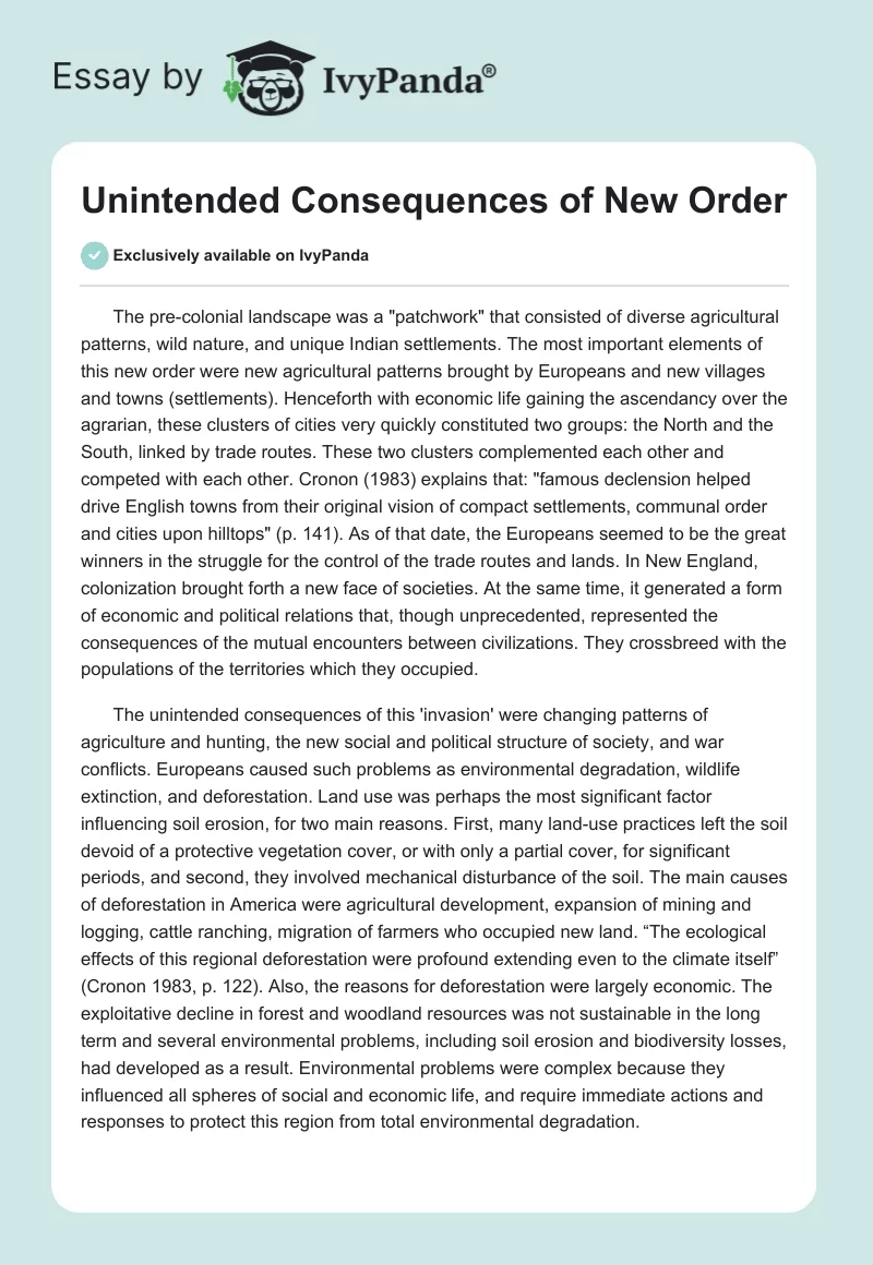 Unintended Consequences of New Order. Page 1