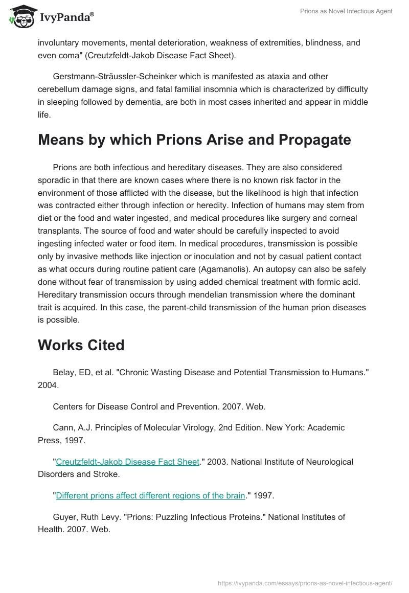 Prions as Novel Infectious Agent. Page 4