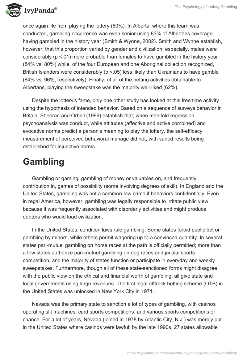 The Psychology of Lottery Gambling. Page 2