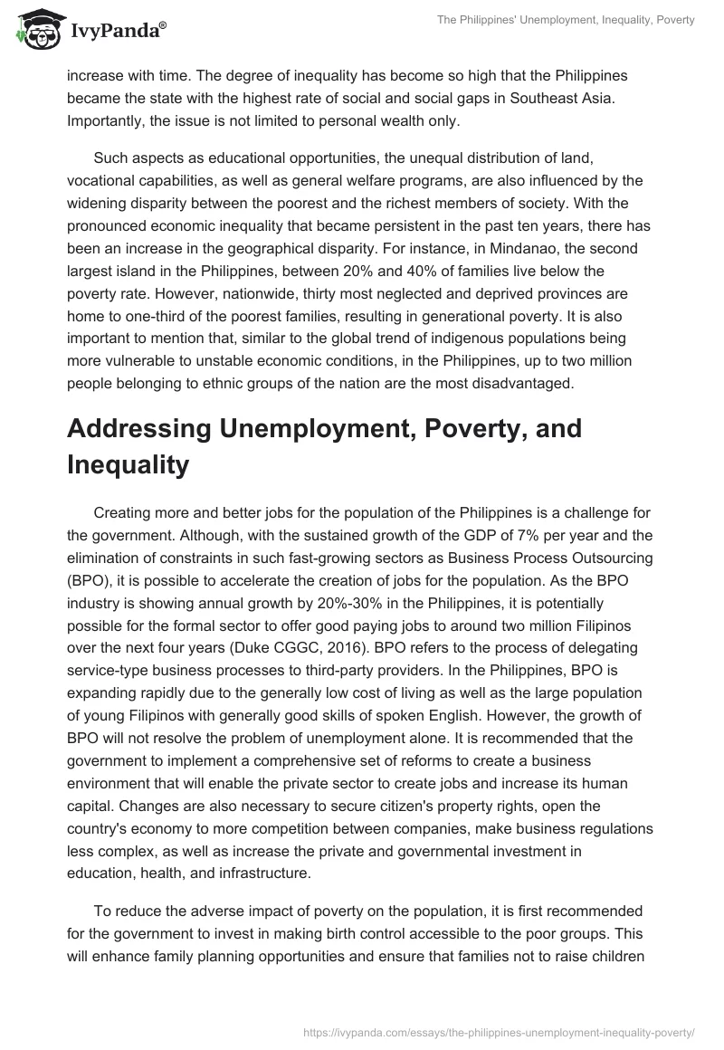 The Philippines' Unemployment, Inequality, Poverty. Page 4