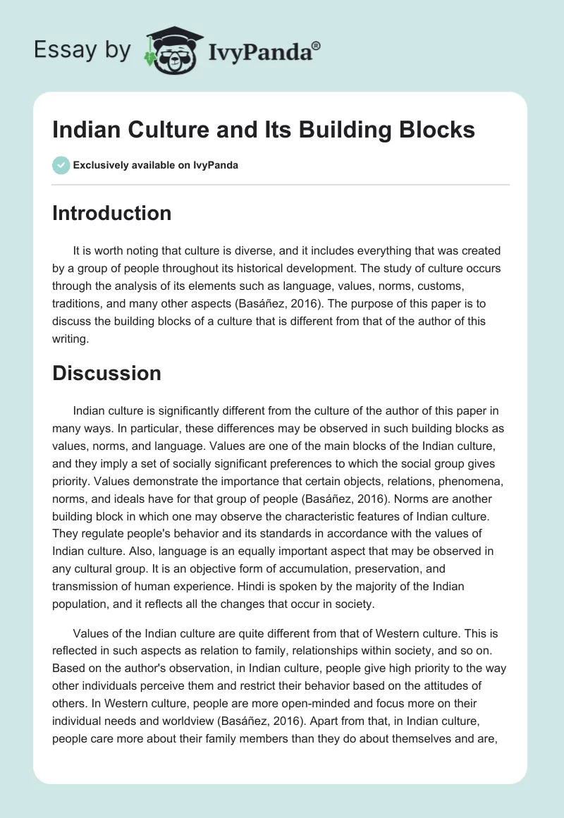 Indian Culture and Its Building Blocks. Page 1