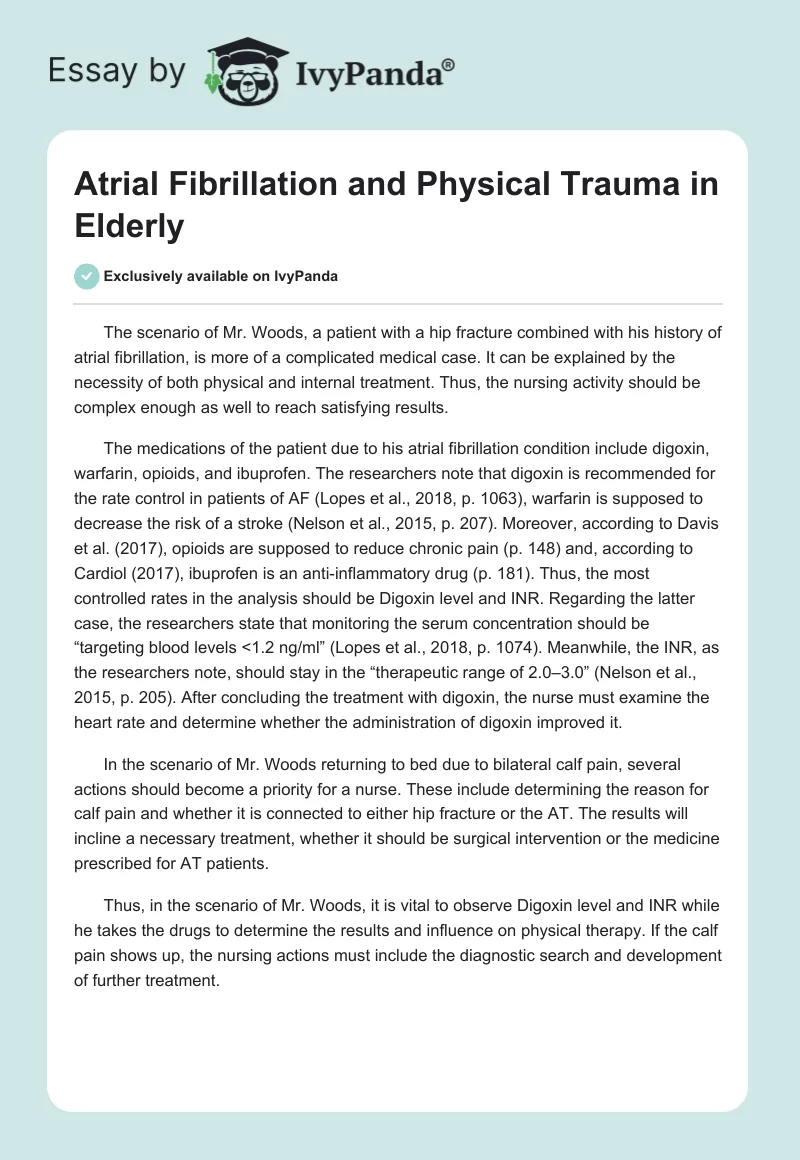 Atrial Fibrillation and Physical Trauma in Elderly. Page 1
