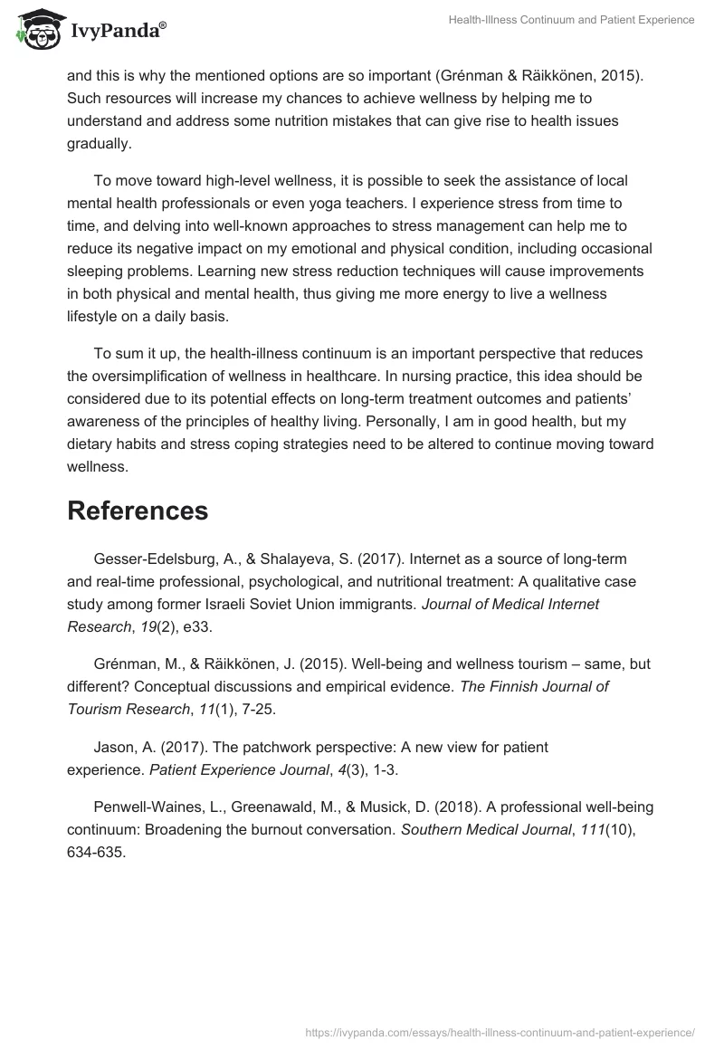 Health-Illness Continuum and Patient Experience. Page 3