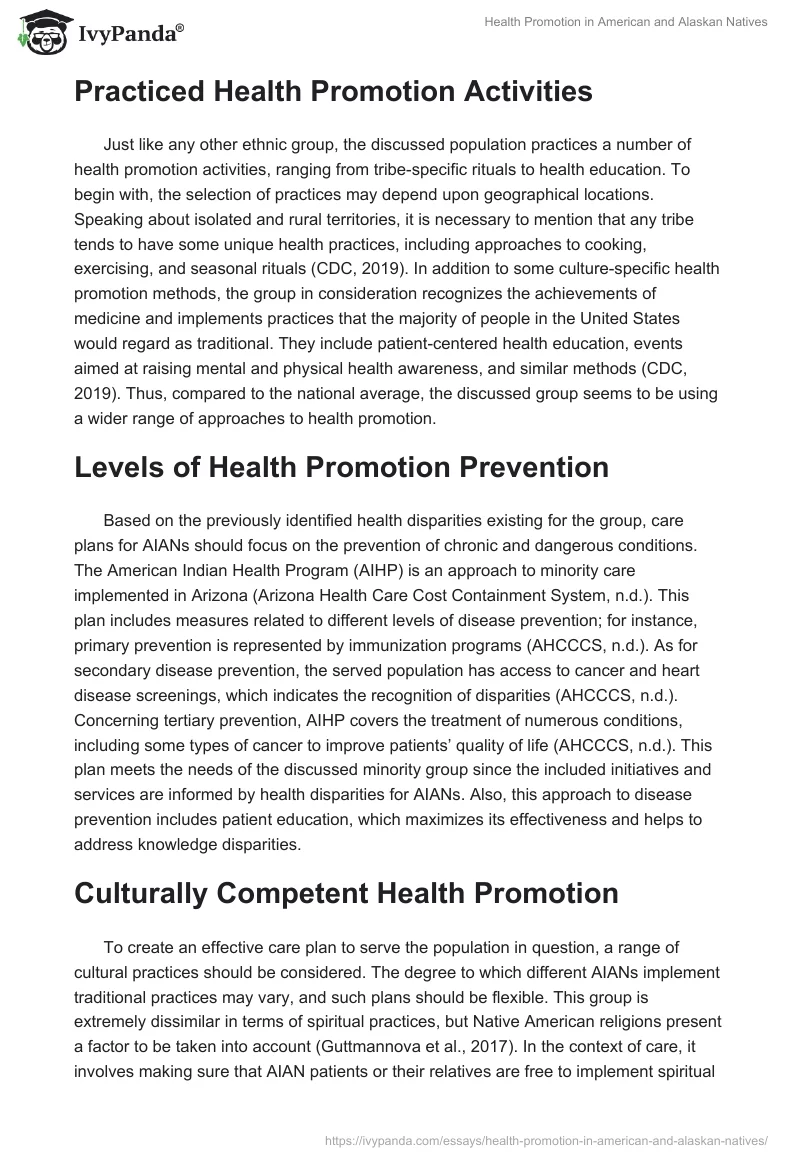 Health Promotion in American and Alaskan Natives. Page 3