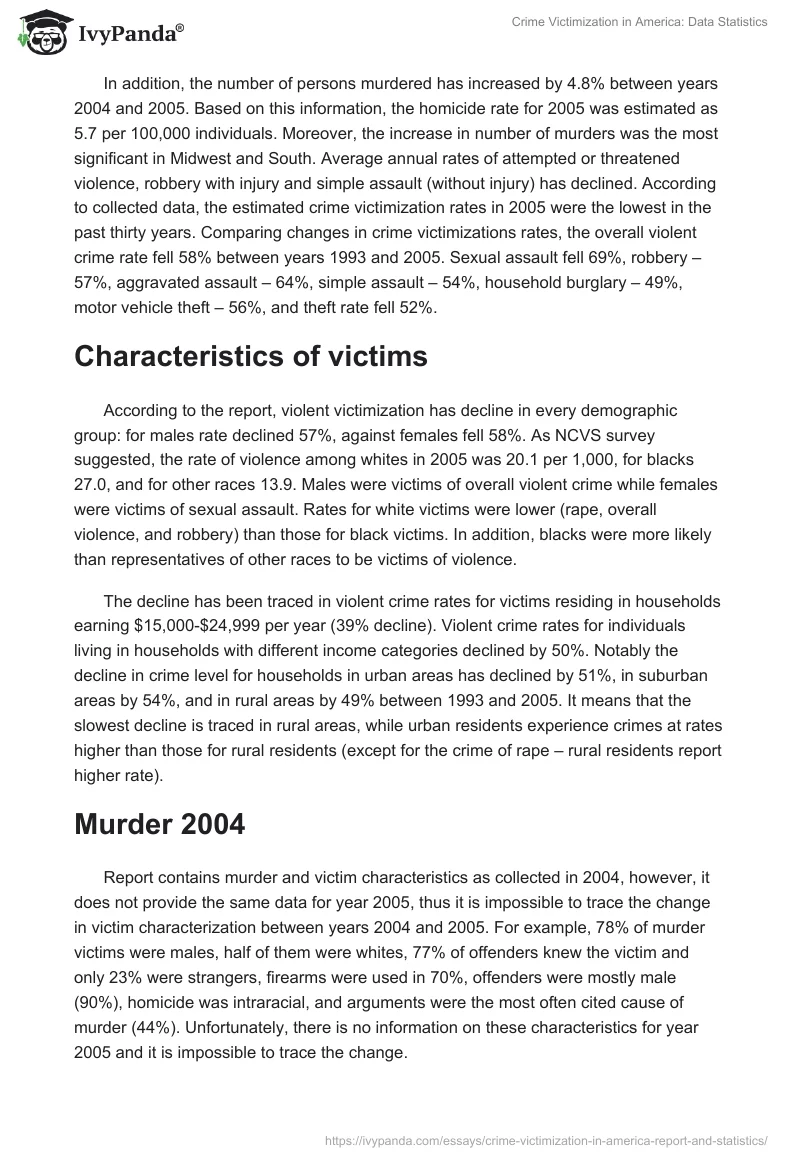Crime Victimization in America: Data Statistics. Page 2