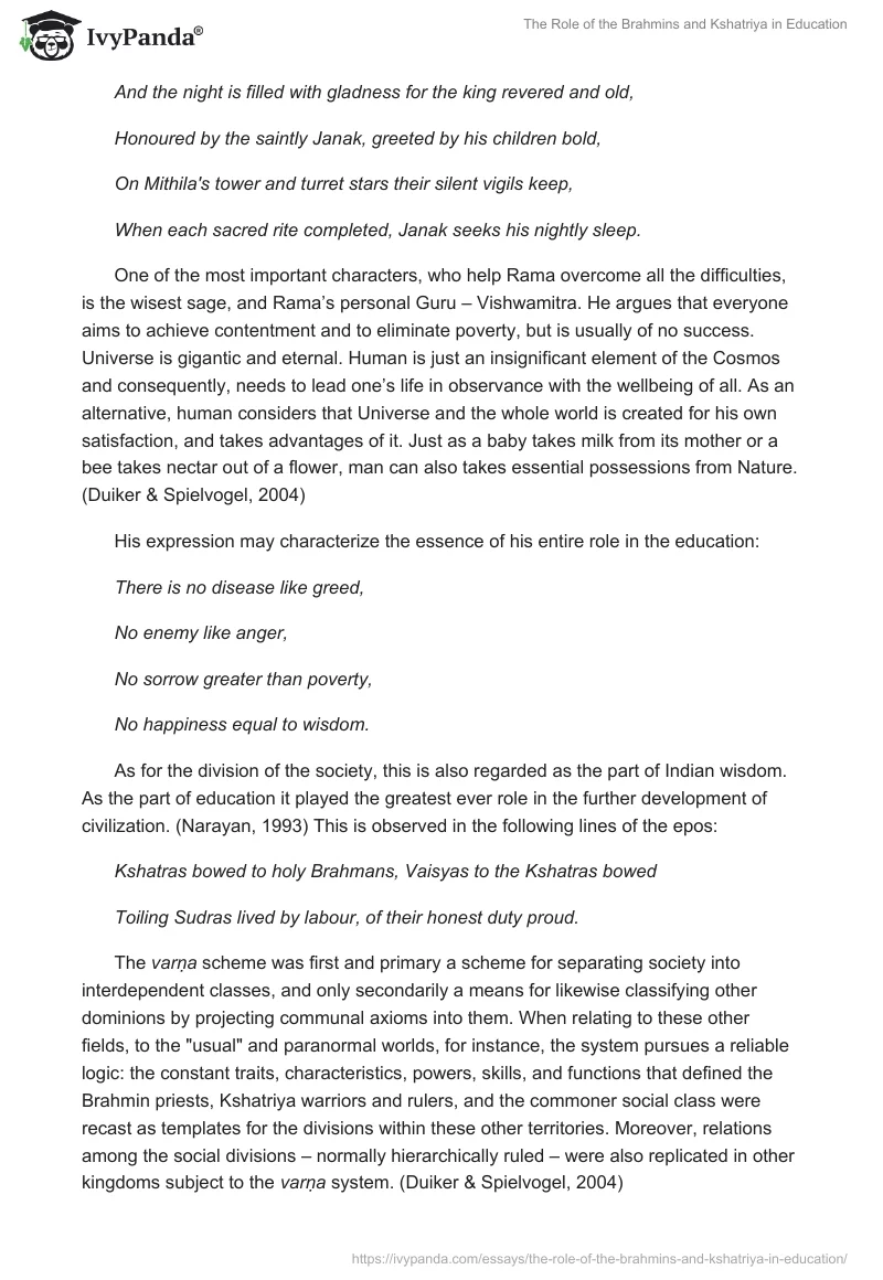 The Role of the Brahmins and Kshatriya in Education. Page 3