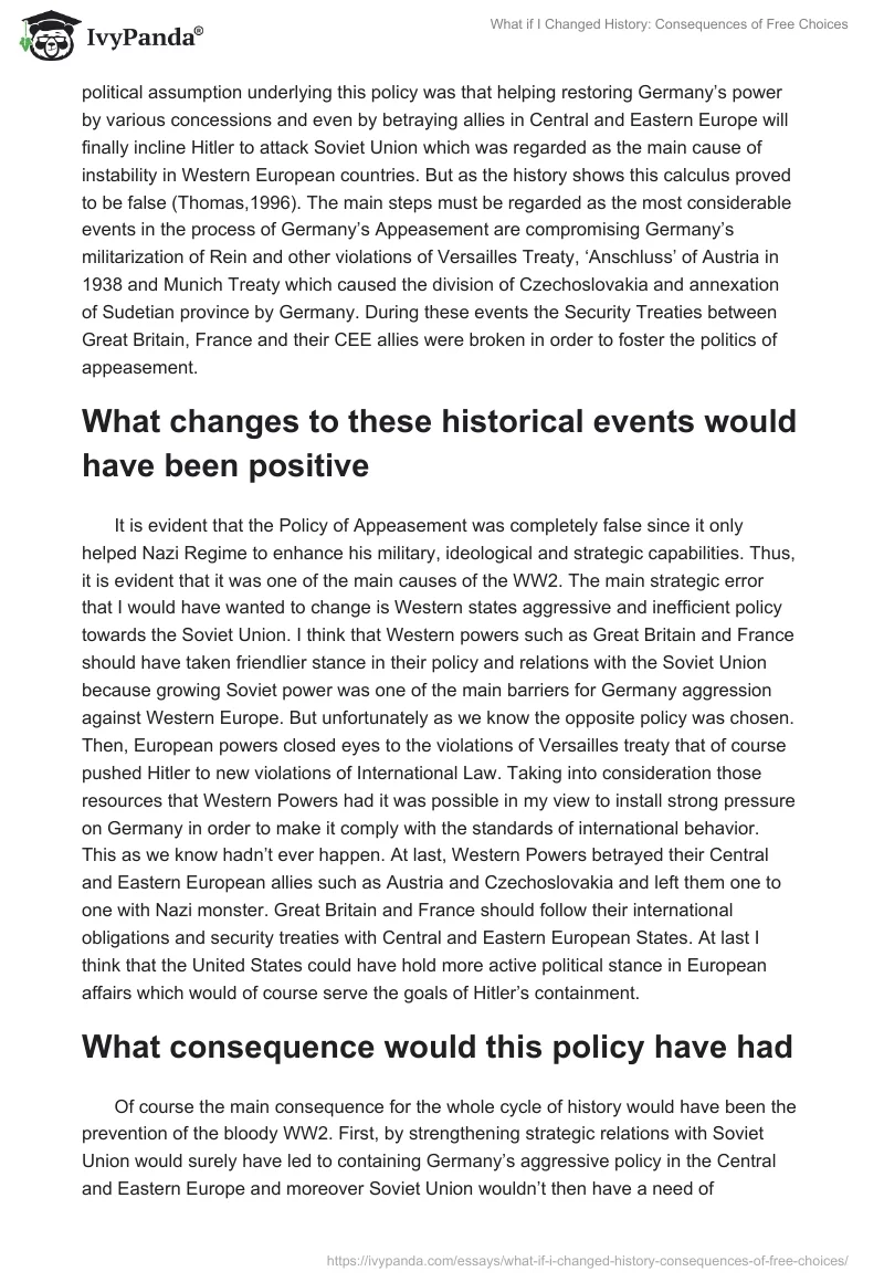 What if I Changed History: Consequences of Free Choices. Page 2