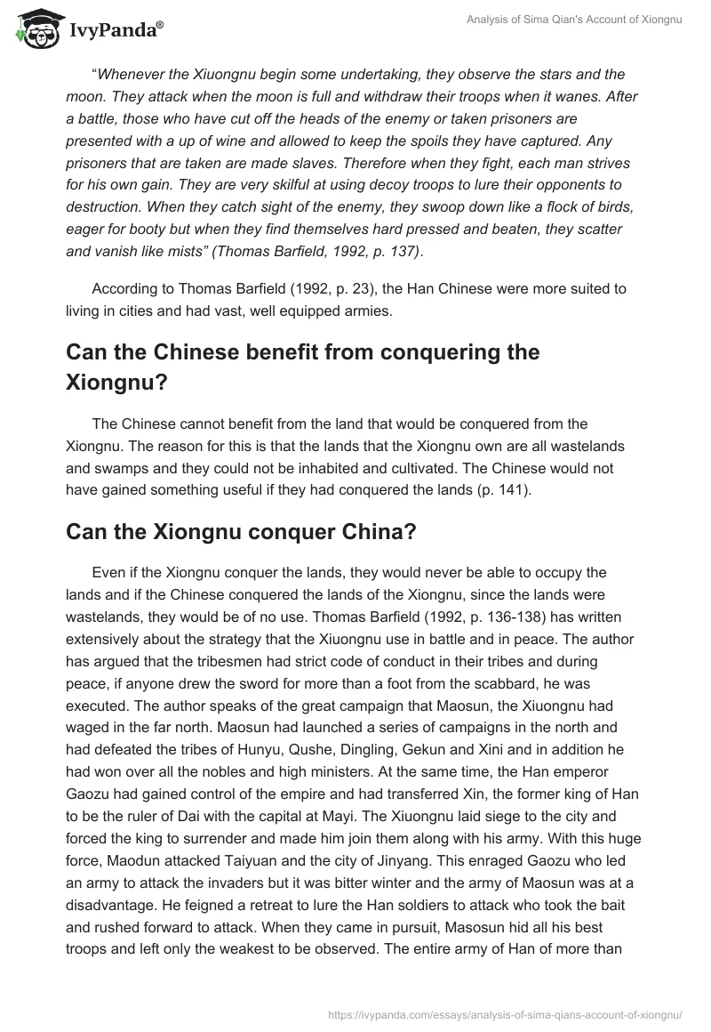 Analysis of Sima Qian's "Account of Xiongnu". Page 2