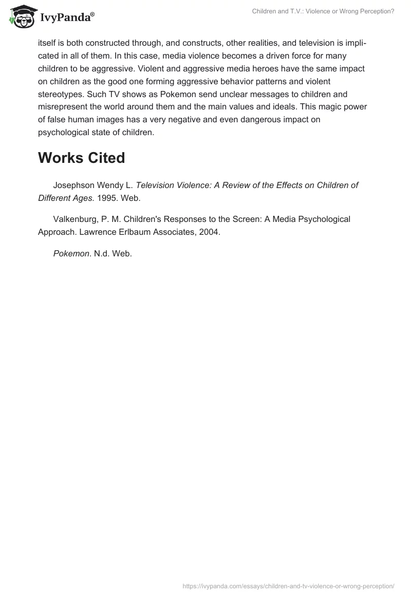 Children and T.V.: Violence or Wrong Perception?. Page 3