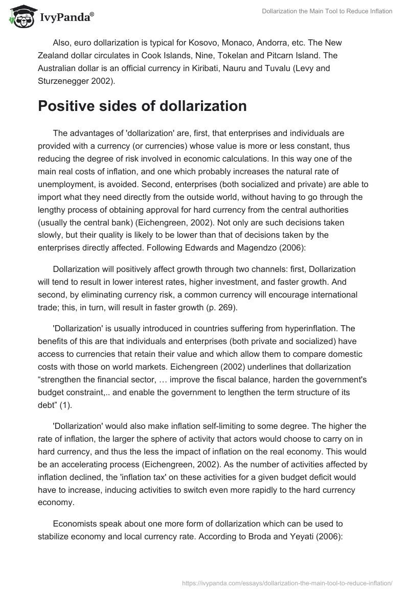 Dollarization the Main Tool to Reduce Inflation. Page 2