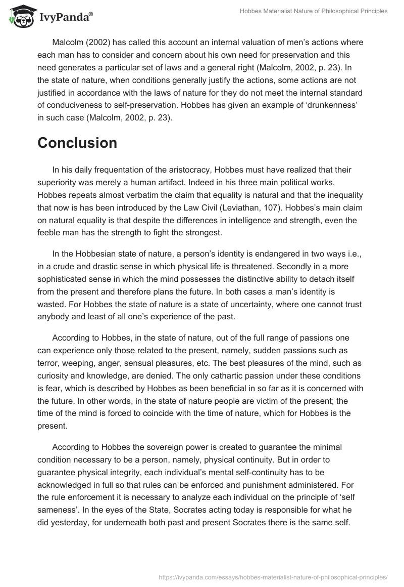 Hobbes Materialist Nature of Philosophical Principles. Page 4
