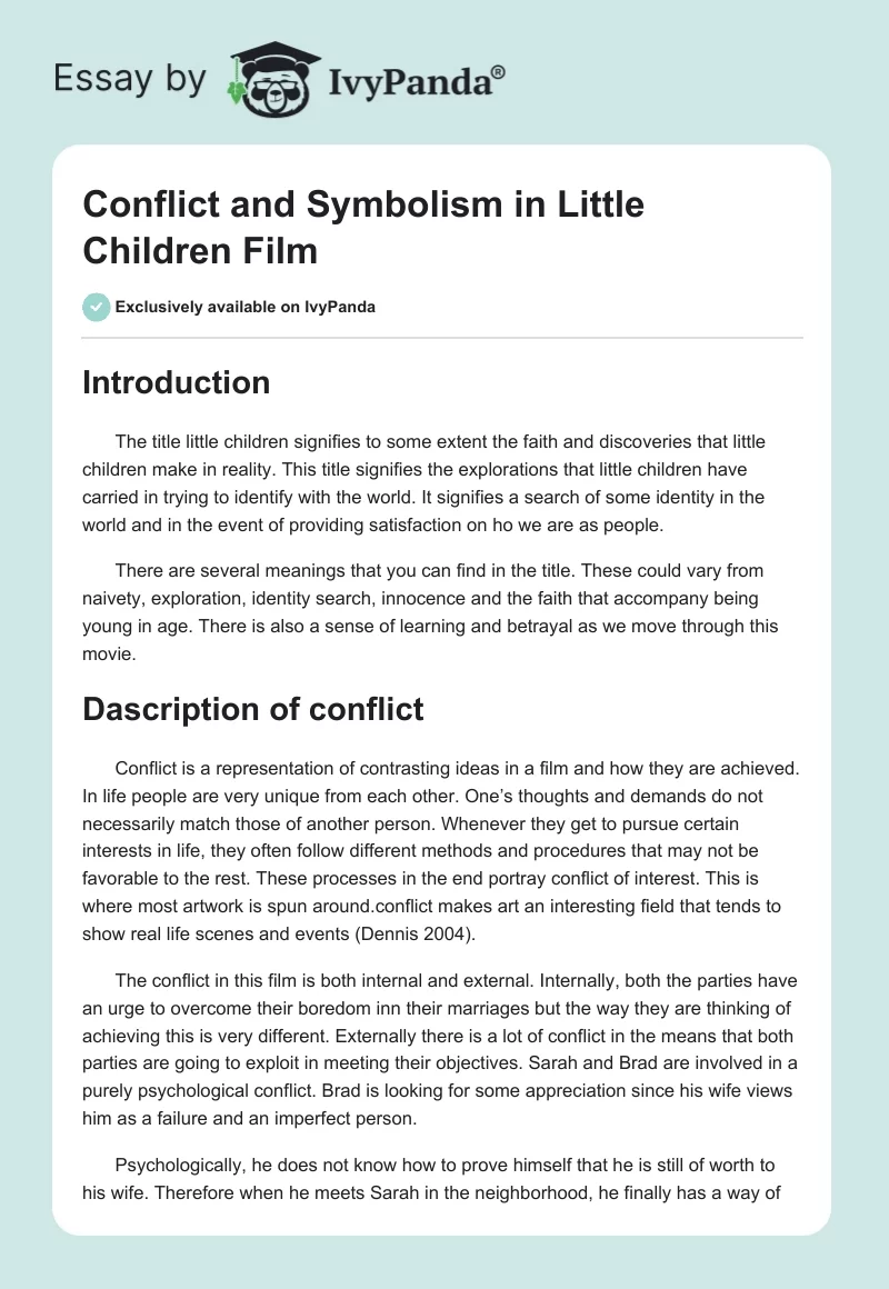 Conflict and Symbolism in Little Children Film. Page 1